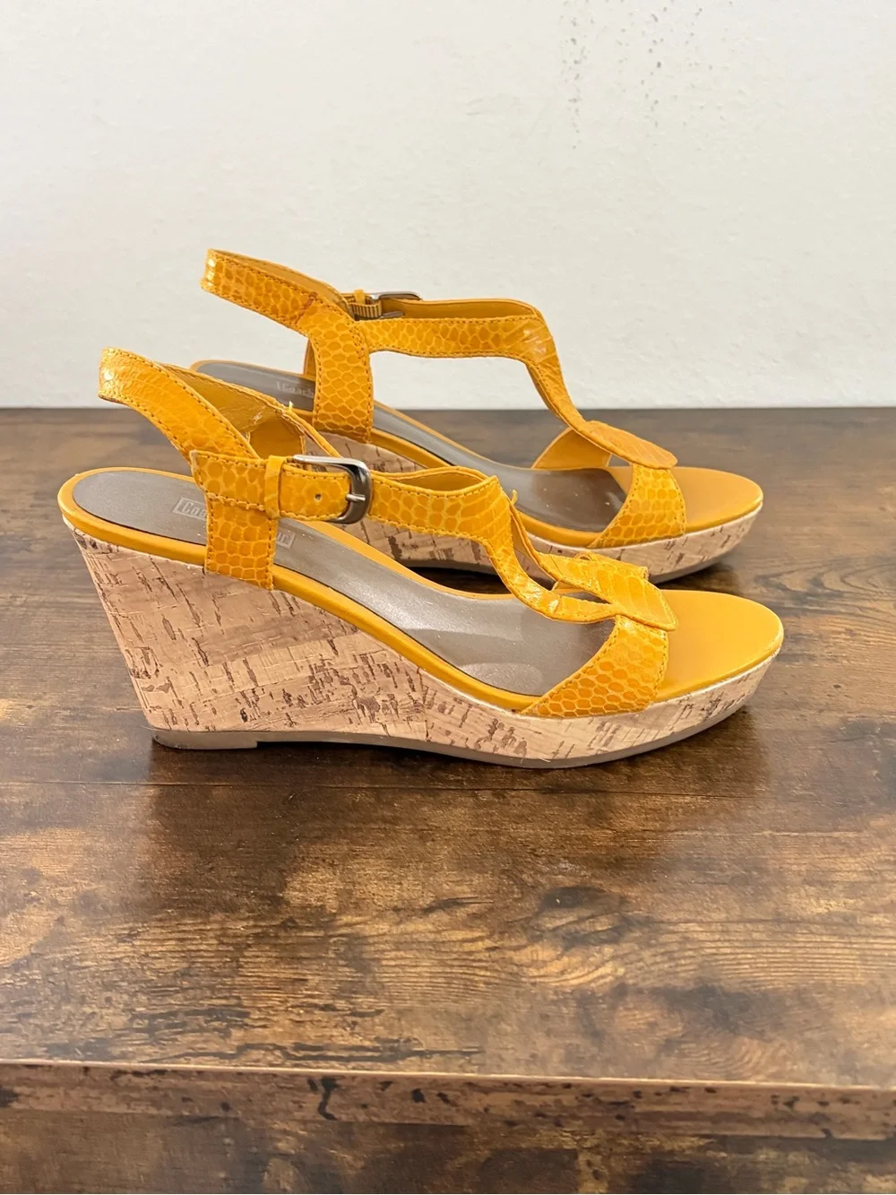 Coach and Four | Yellow Cork Wedge Sandals |  3